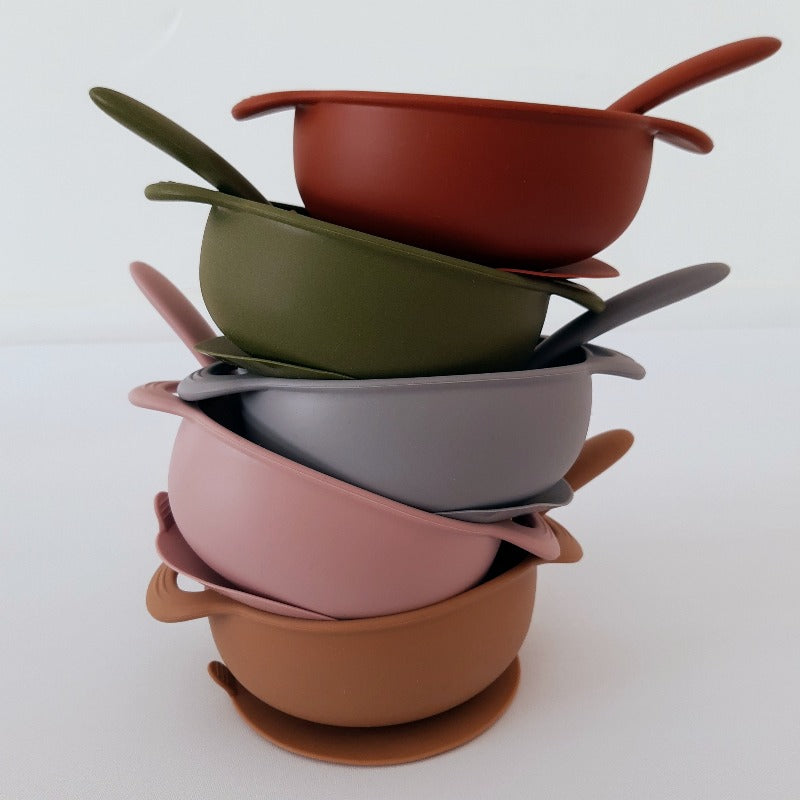 Silicone Baby Suction Bowl Set | Olive